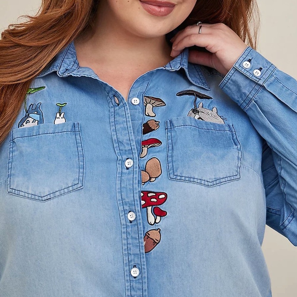 My Neighbor Totoro Chambray Denim Embroidered Button Shirt Ghibli Her Universe 6